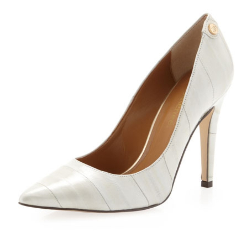 J Renee Bezel Eel Skin Pump in Oyster